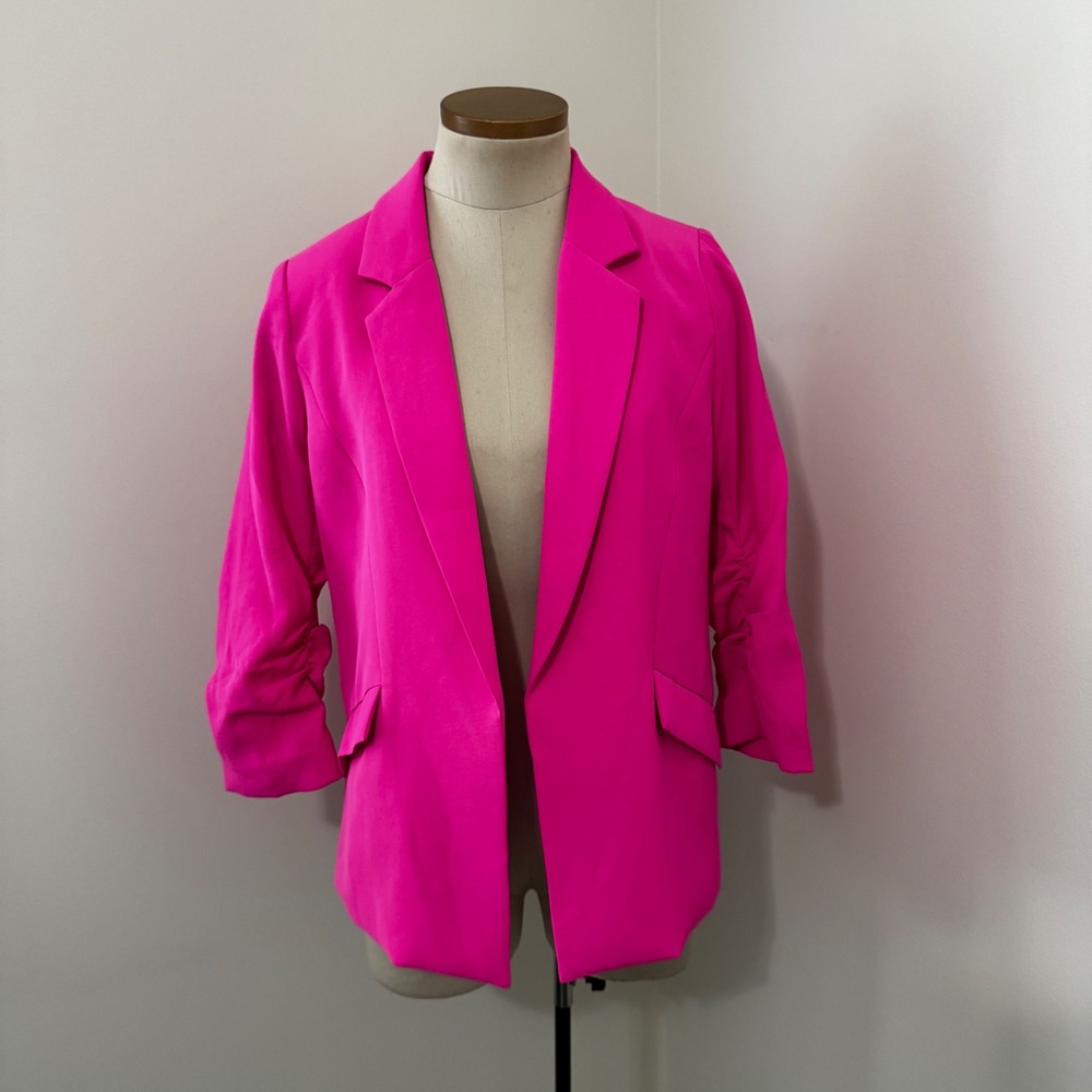 Skies Are Blue Small Hot Pink Blazer 3/4 Sleeves Chic Modern Preppy Clueless